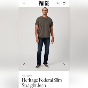 PAIGE Federal Men's Blue Jeans, Sz 38.